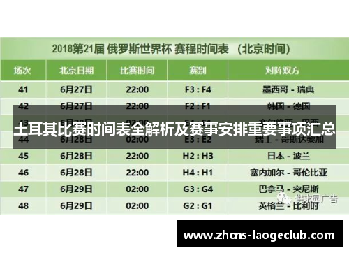 土耳其比赛时间表全解析及赛事安排重要事项汇总 土耳其比赛时间表全解析及赛事安排重要事项汇总